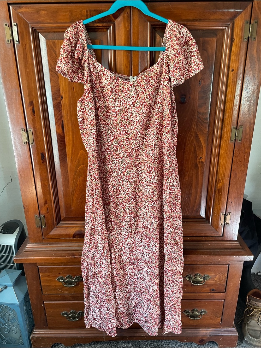 Reformation Red and Cream Floral Midi Dress